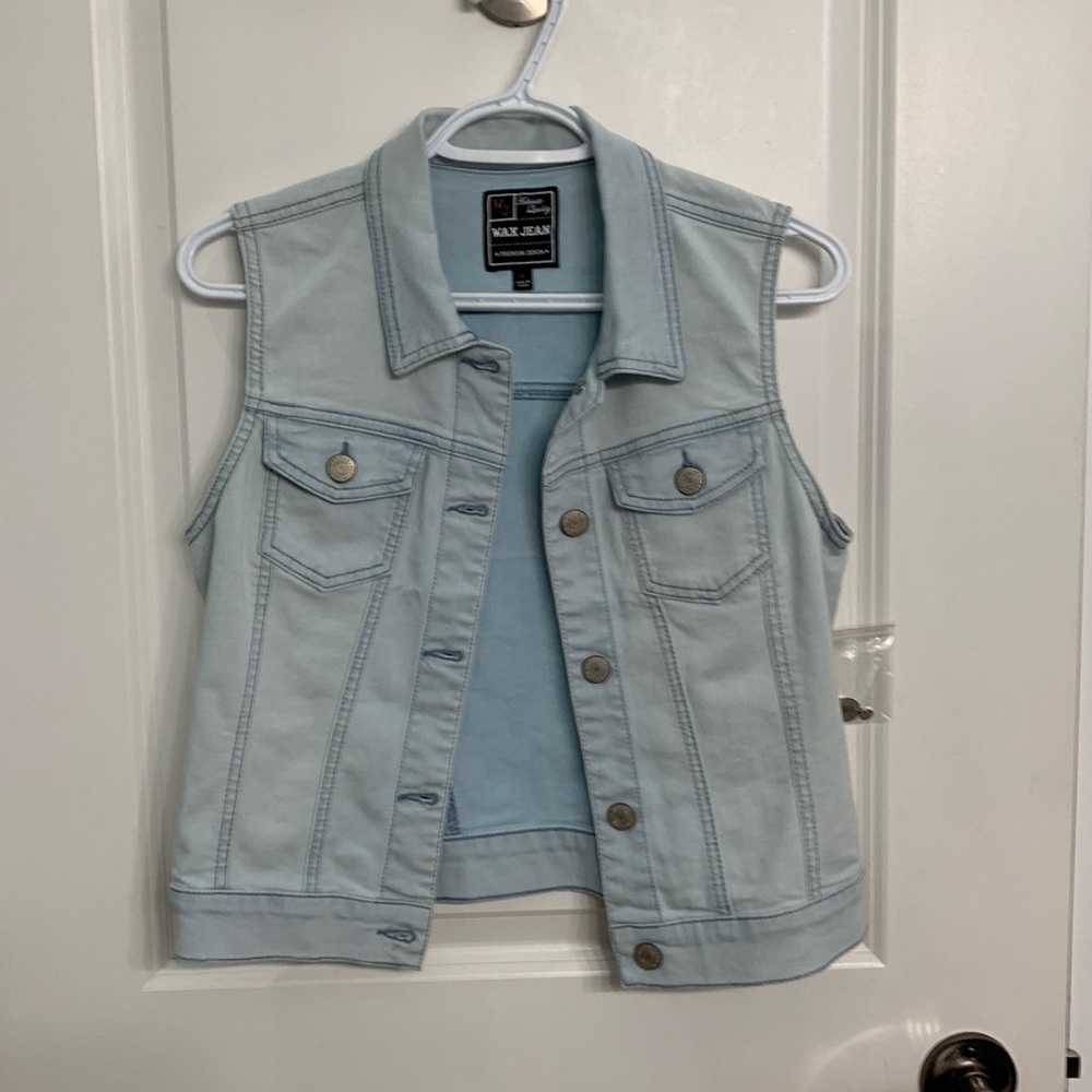 Light wash denim vest